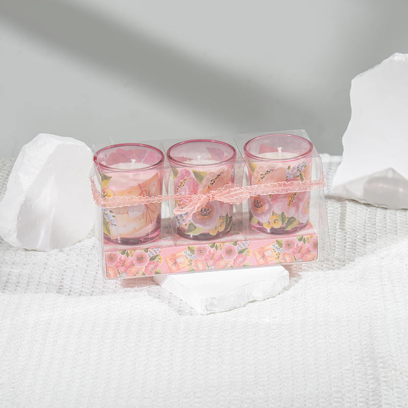 Ziua Mamei, clasice, mici, rotunde, lumânări parfumate de sticlă Set de 3 bucăți - producător de lumânări din soia ecologică