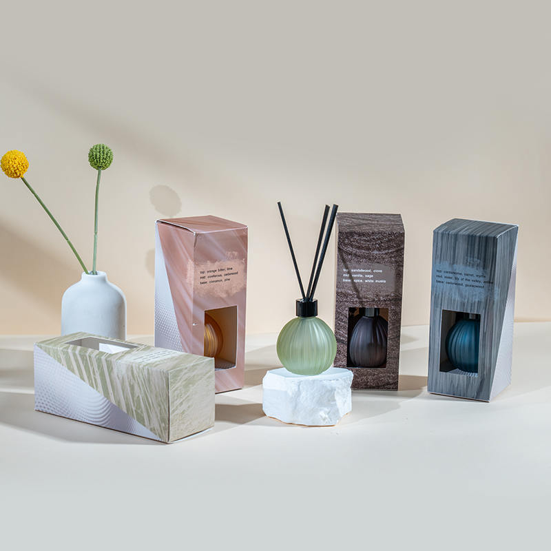 Bec mic de sticlă cu dungi verticale sticla care se evaporă difuzor de stuf-producător de difuzor de stuf de parfum de casă