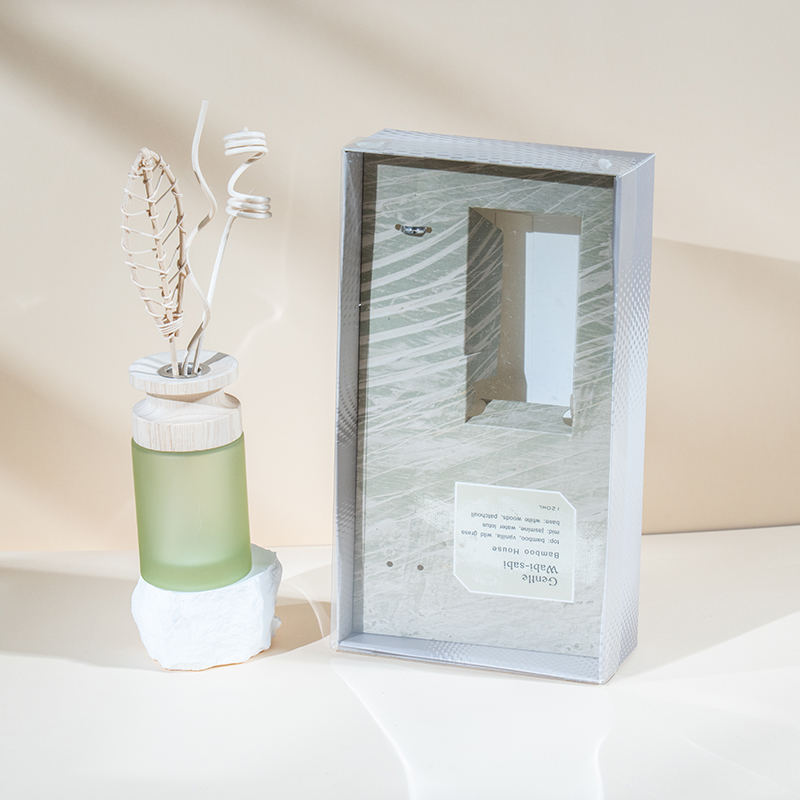 Balon de sticlă cilindric înalt difuzor de stuf premium cu distribuitor de difuzor de arome din lemn