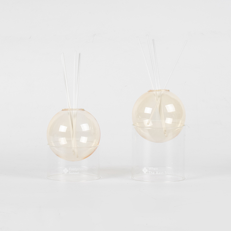 Bază de sticlă transparentă, aromaterapie cu difuzor din stuf de tip bilă de sticlă