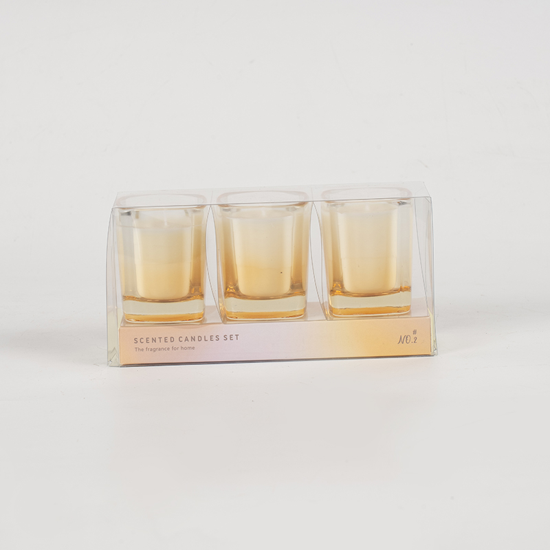 Set de 3 bucăți de lumânări pătrate cu gradient de culoare