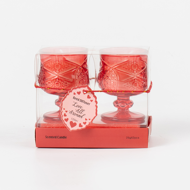 Lumânare parfumată cu ceașă clasică Valentine 2BUC set-producător de set de lumânări din ceară de soia ecologică