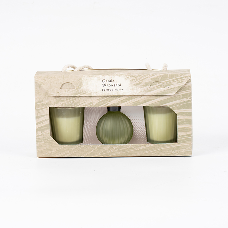 Lumanari parfumate pahare mici cu dungi verticale X2 Sticla cu difuzor de stuf volatil cu bec mic cu dungi verticale