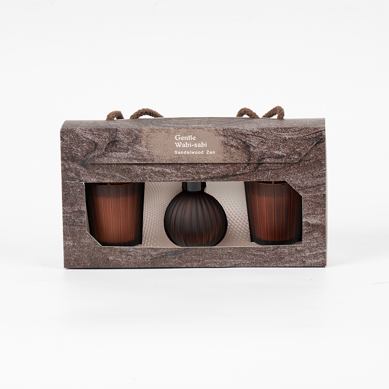 Lumanari parfumate pahare mici cu dungi verticale X2 Sticla cu difuzor de stuf volatil cu bec mic cu dungi verticale