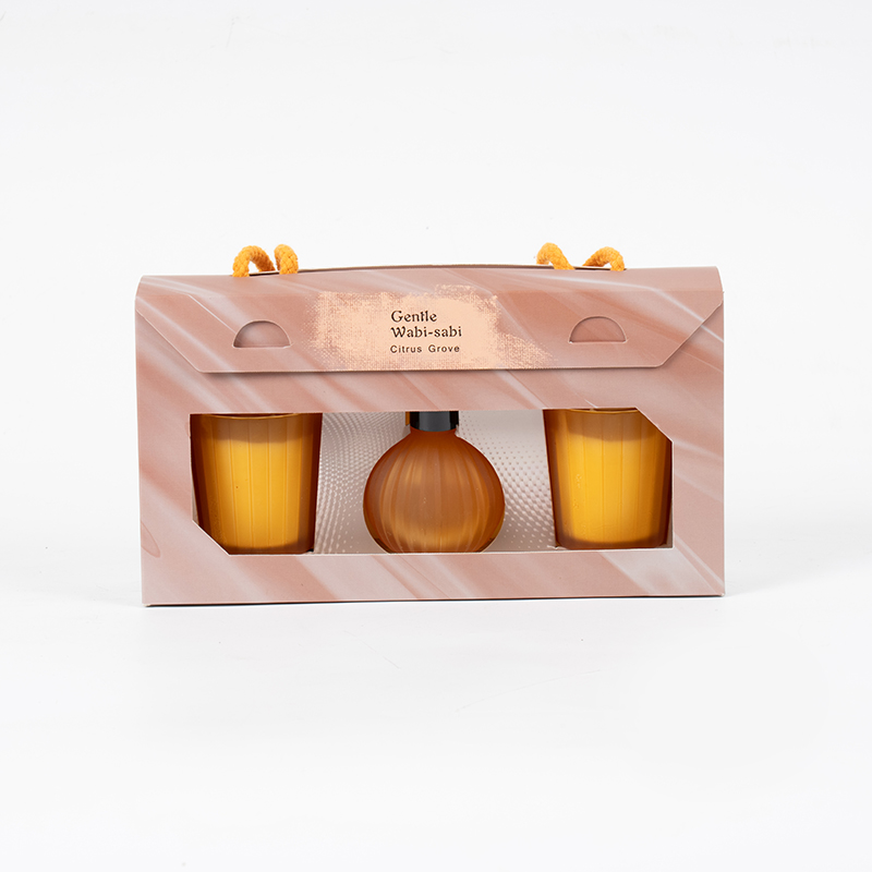 Lumanari parfumate pahare mici cu dungi verticale X2 Sticla cu difuzor de stuf volatil cu bec mic cu dungi verticale