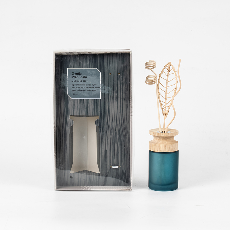 Balon de sticlă cilindric înalt difuzor de stuf premium cu distribuitor de difuzor de arome din lemn