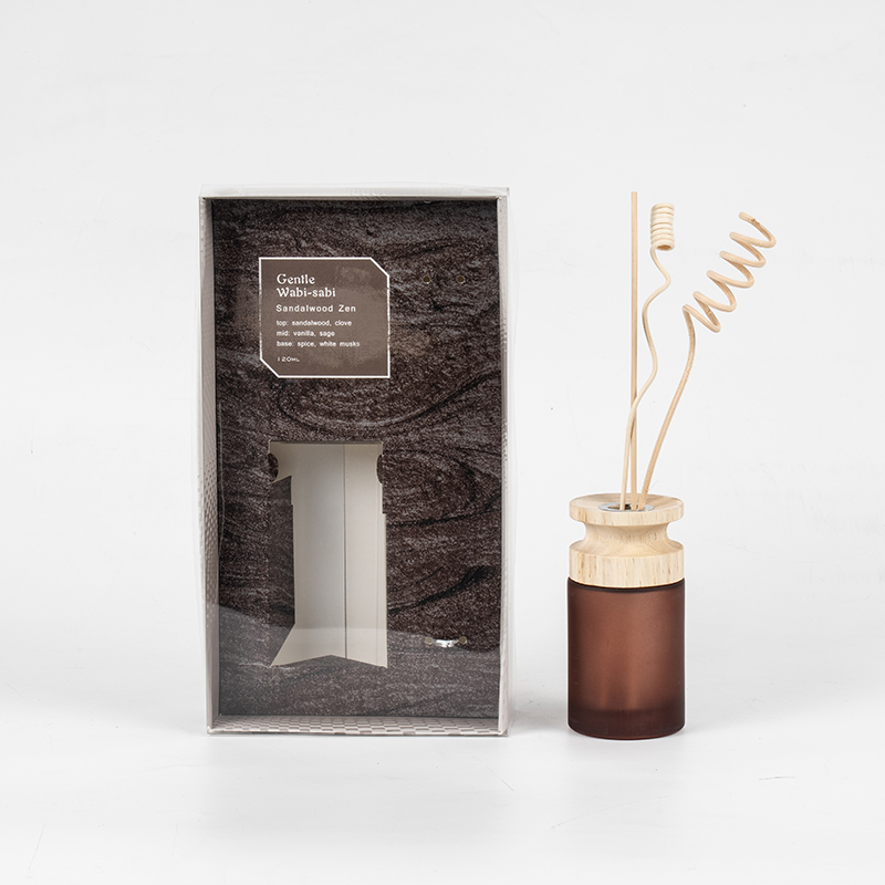 Balon de sticlă cilindric înalt difuzor de stuf premium cu distribuitor de difuzor de arome din lemn