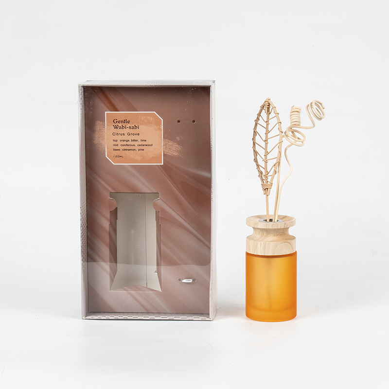 Balon de sticlă cilindric înalt difuzor de stuf premium cu distribuitor de difuzor de arome din lemn