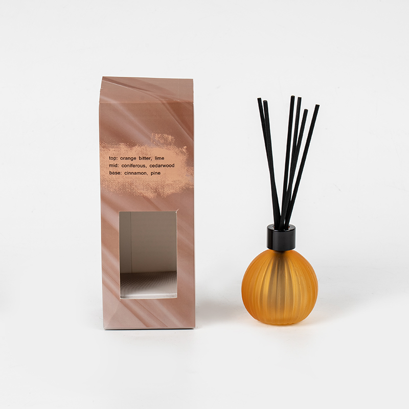 Bec mic de sticlă cu dungi verticale sticla care se evaporă difuzor de stuf-producător de difuzor de stuf de parfum de casă