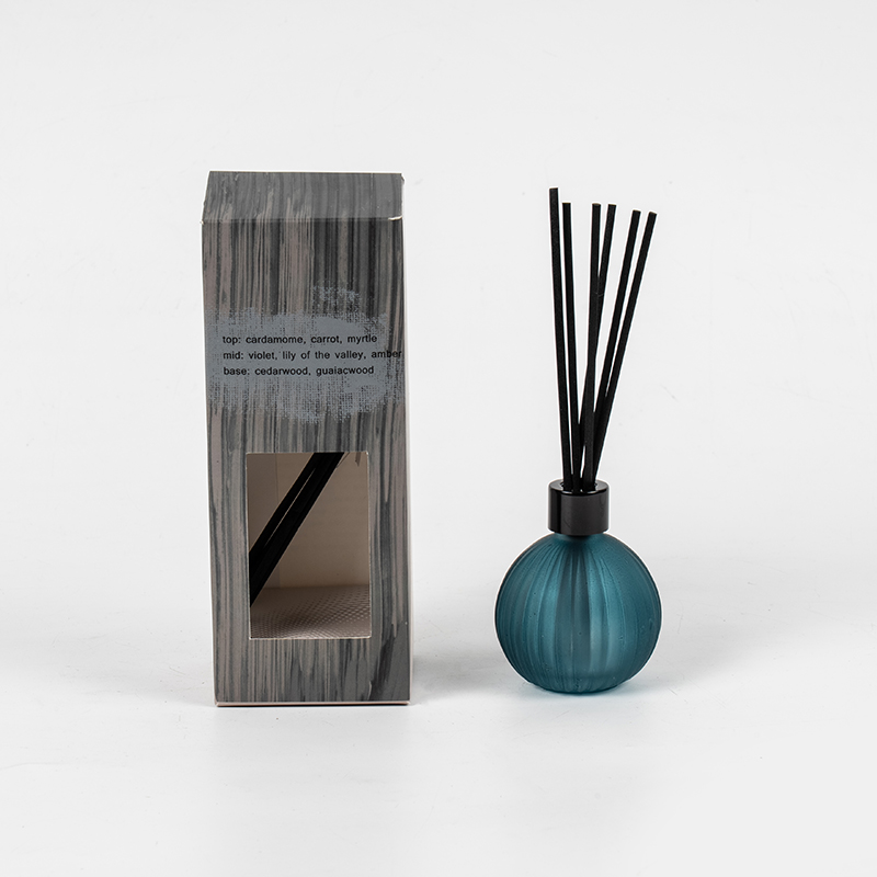 Bec mic de sticlă cu dungi verticale sticla care se evaporă difuzor de stuf-producător de difuzor de stuf de parfum de casă