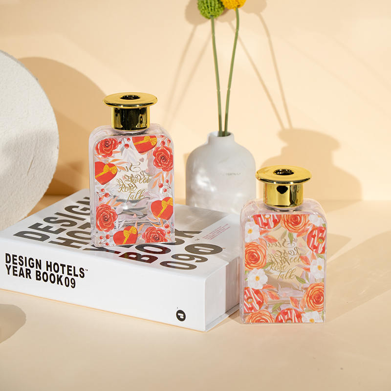 Sticlă pătrată înaltă de sticlă Valentine difuzor din stuf-colecție de ulei premium Valentine